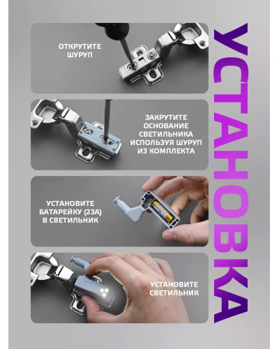 Светодиодный светильник на петлю для шкафа
